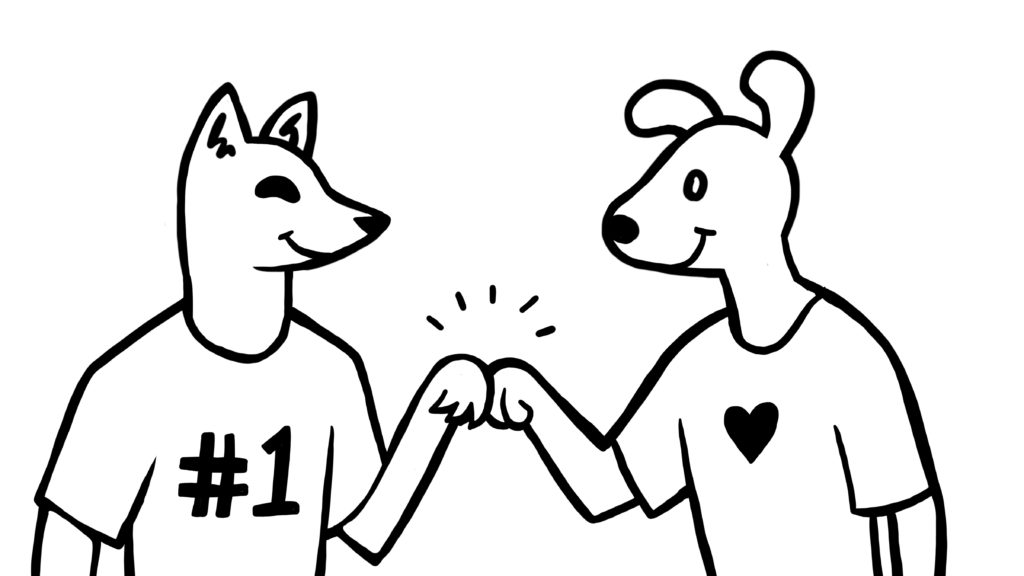 Dog Fist Bump Cartoon Illustration