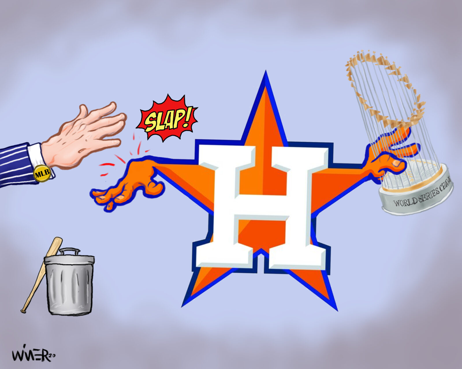 MLB Wrist Slap Houston Astros Cartoon Illustration